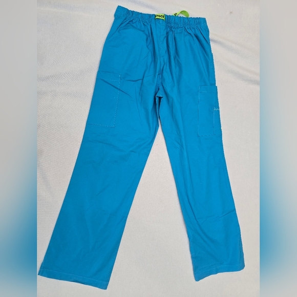 Womens Crocs Medical Apparel Cargo Scrubs Pants Sz Small Petite Turquoise Blue - Picture 9 of 9